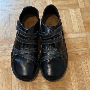 Naot Black Leather Strap Shoes